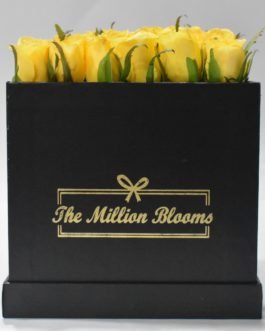 Yellow Roses with Black Box – The Million Blooms