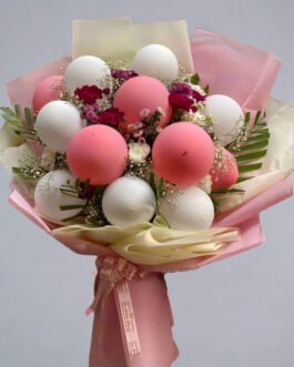 Elegant Pink & White Balloon Bouquet