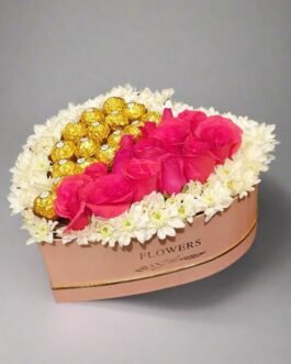 Heart Box with Roses & Chocolates