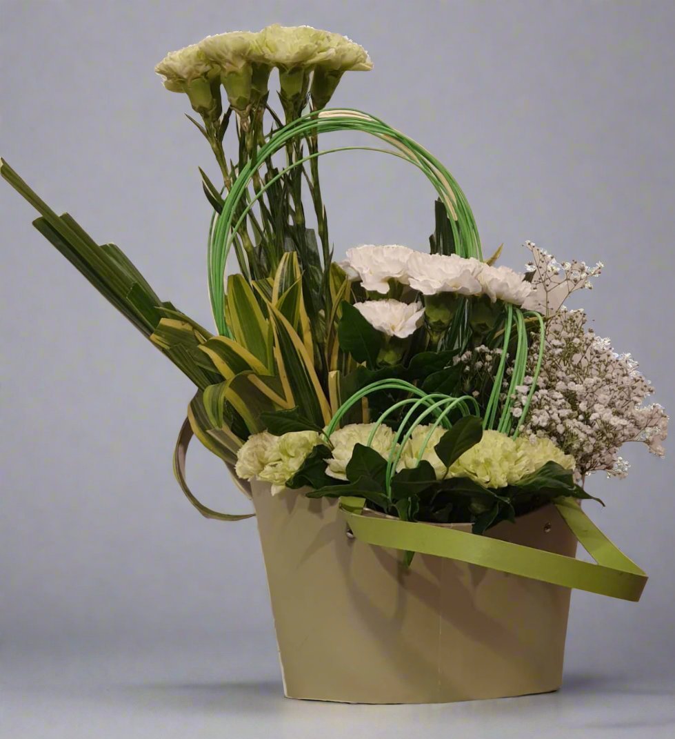 Shop our elegant green flower bouquet, featuring lush blooms and greenery. Perfect for gifts or décor, adding freshness to any space.