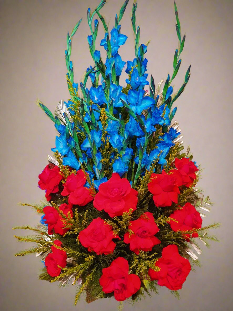 Discover the vibrant beauty of red carnations and blue gladiolus—a stunning floral combination perfect for bouquets, decor, and special occasions.