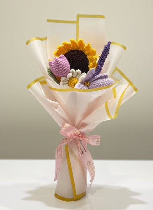 Sunshine Crochet Flower Bouquet